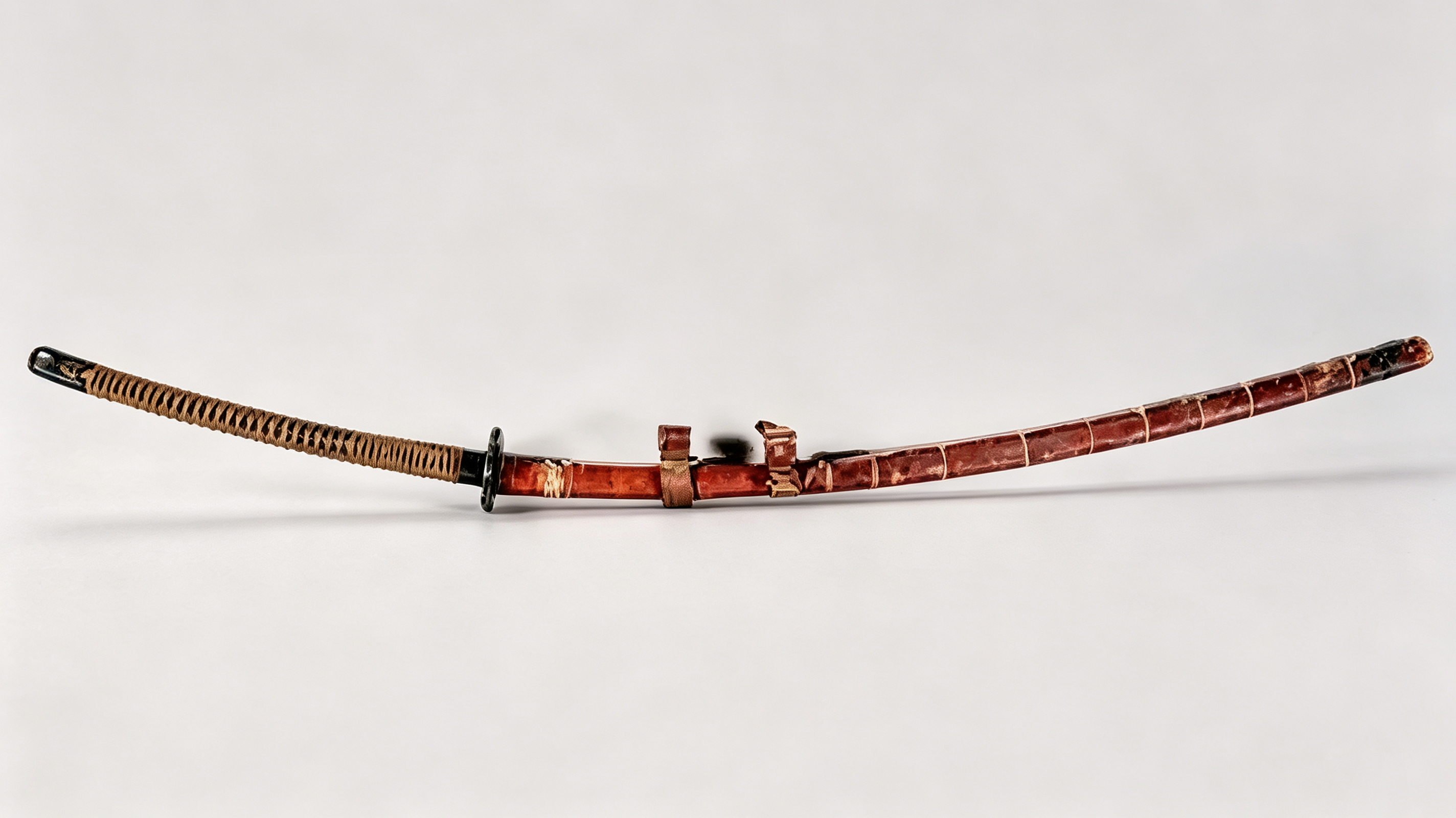 Full side view of sacred giant odachi Nenekirimaru complete structure, 3.4m length Japanese important cultural property tachi