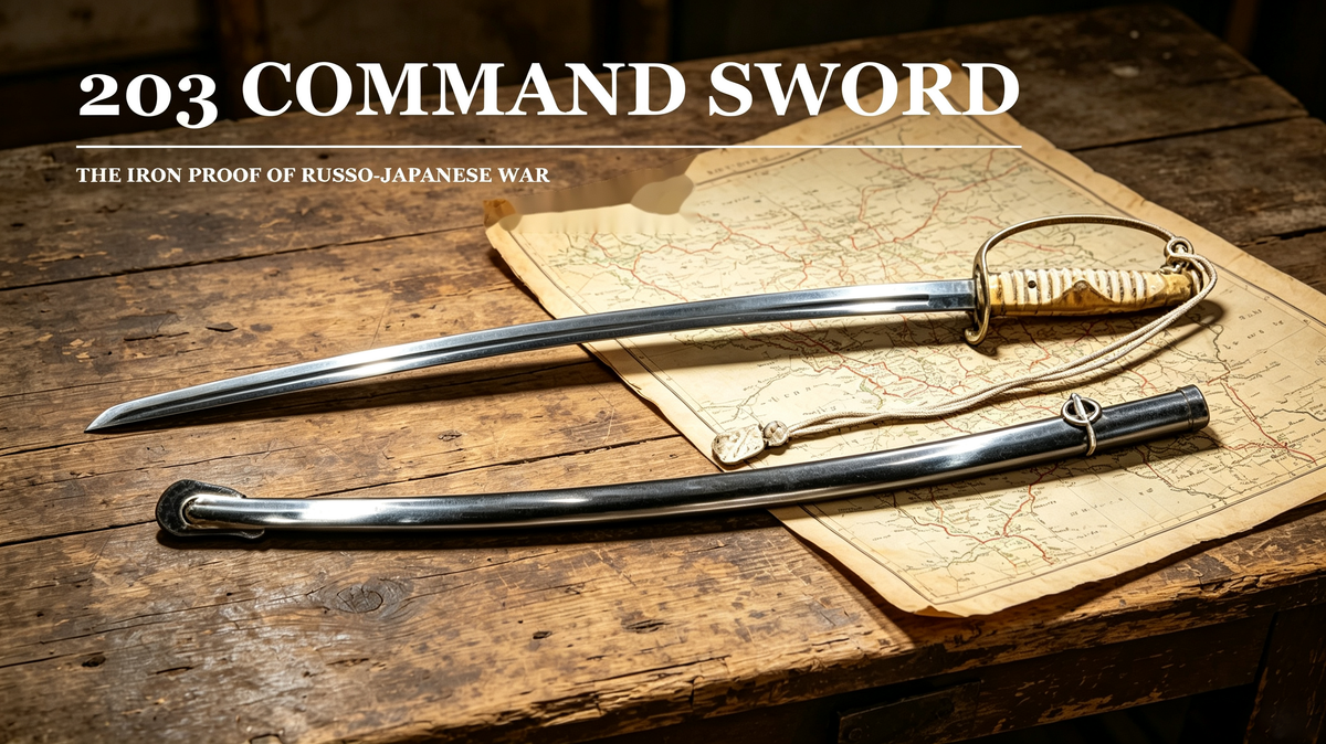 Vintage 203 command sword display, Russo-Japanese War Japanese military officer saber