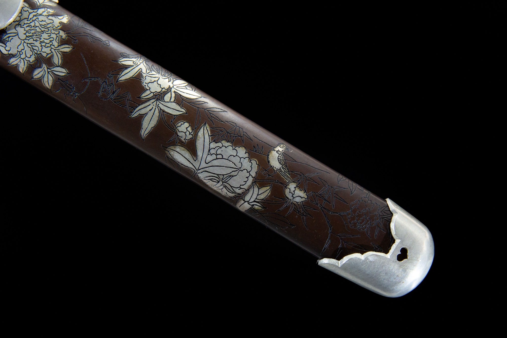 Silver-Plated Peony Tanto