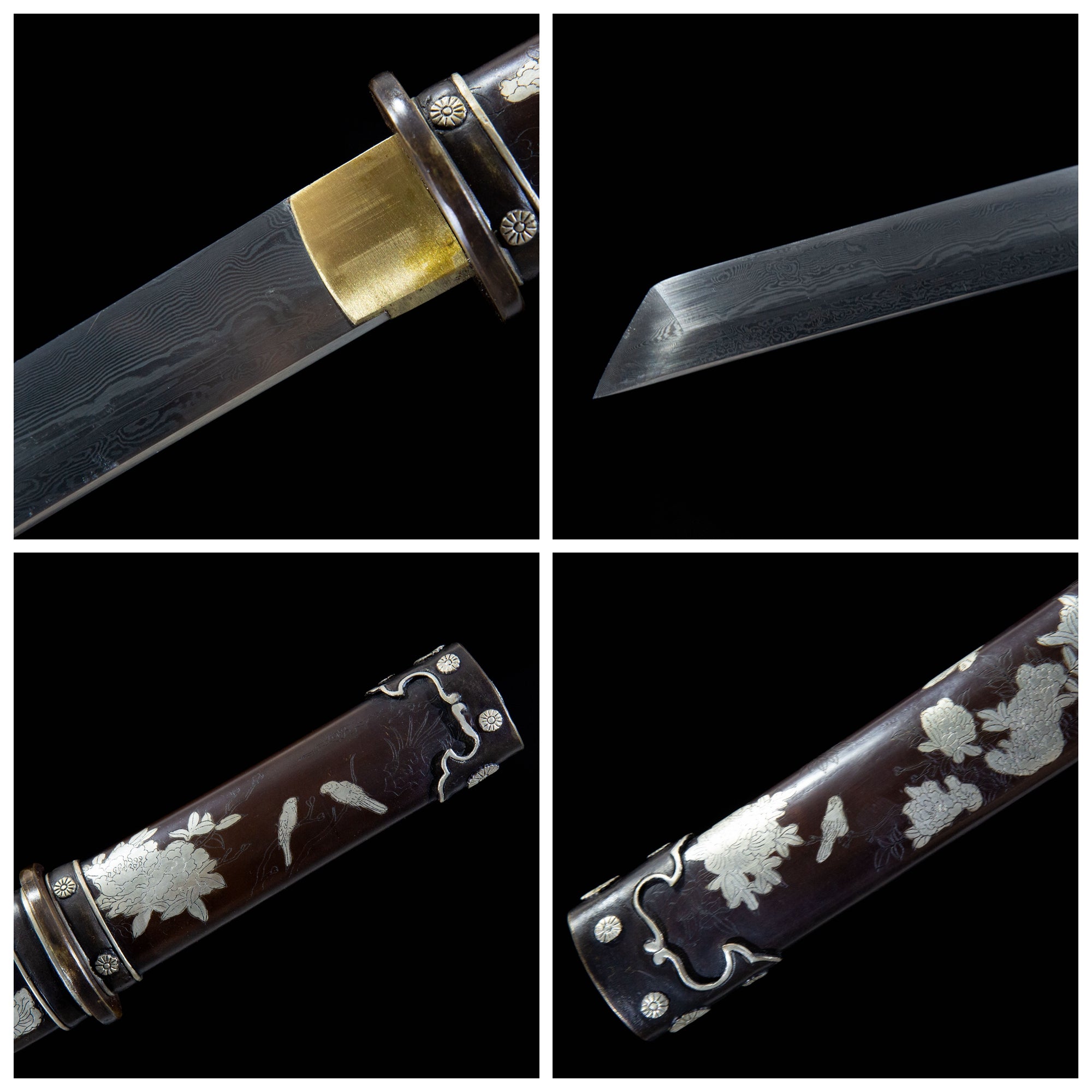Silver Peony Tanto