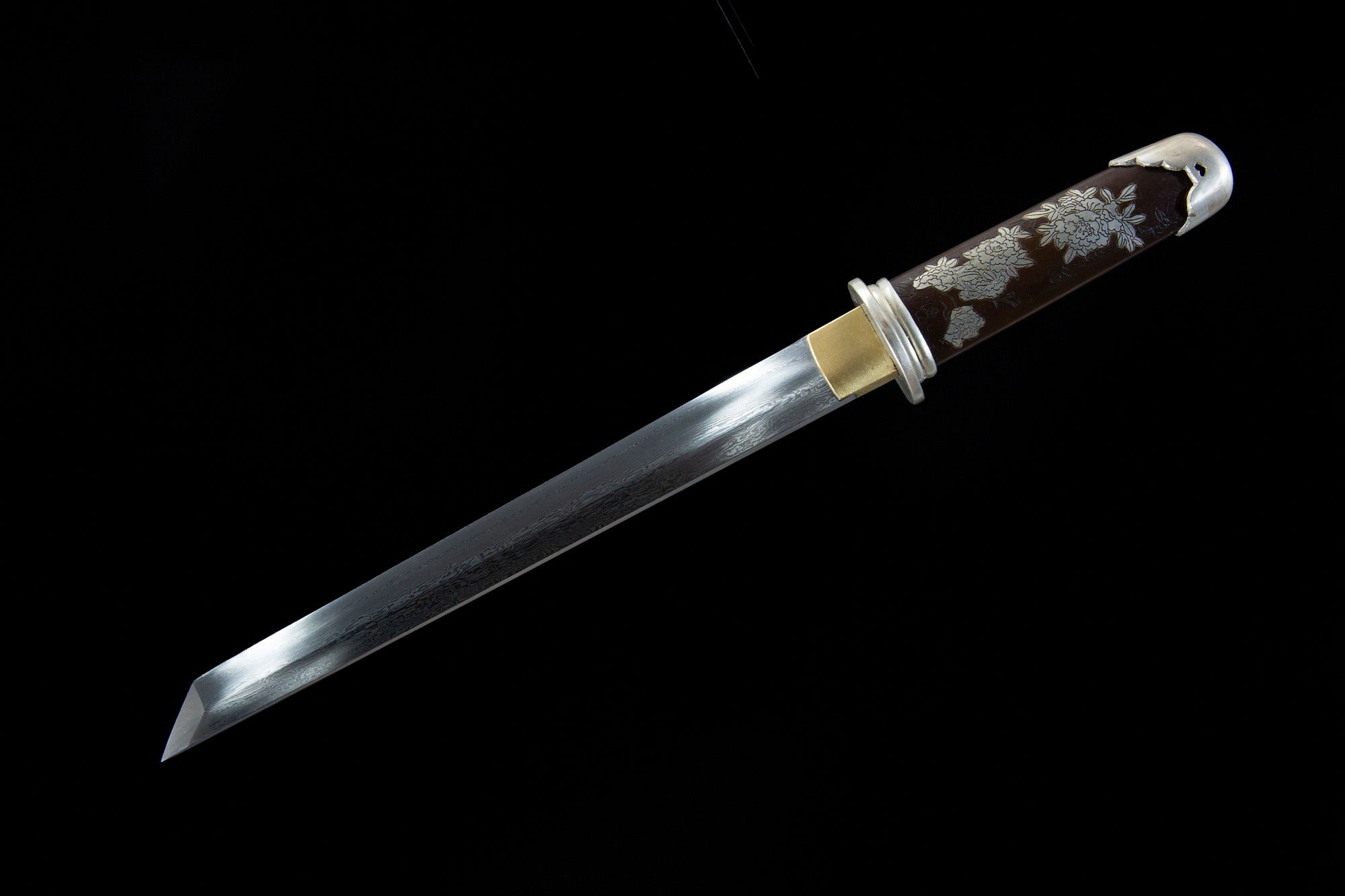Silver-Plated Peony Tanto