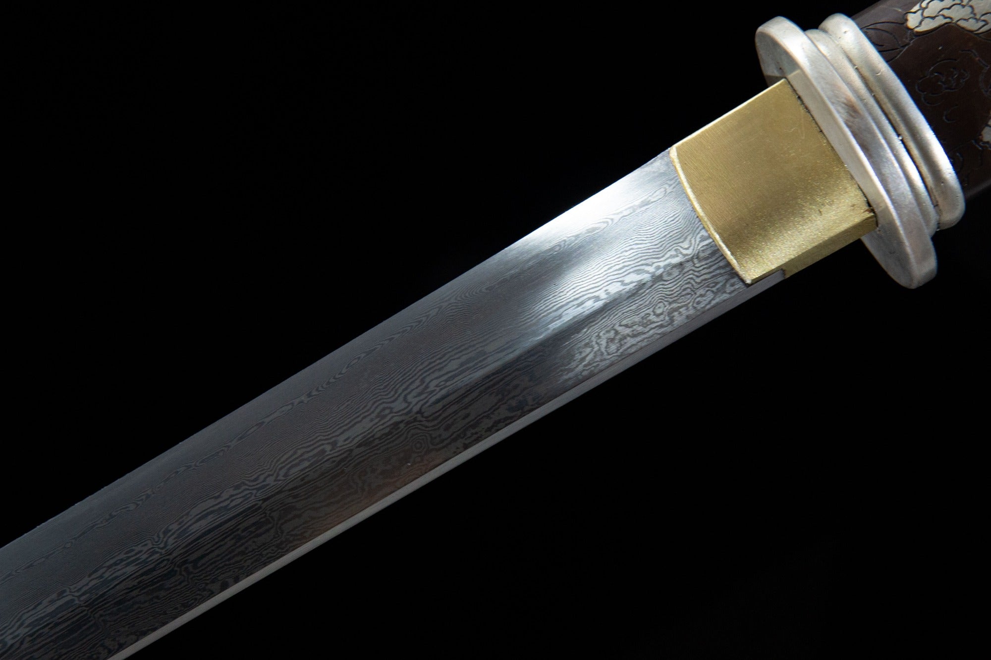Silver-Plated Peony Tanto