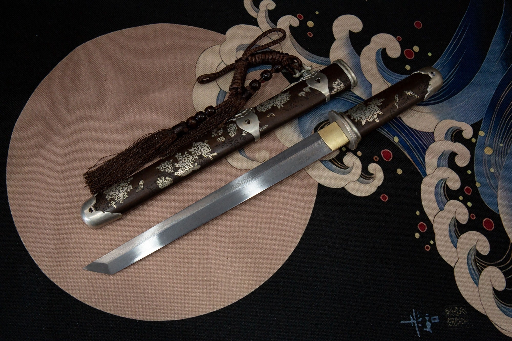 Silver-Plated Peony Tanto
