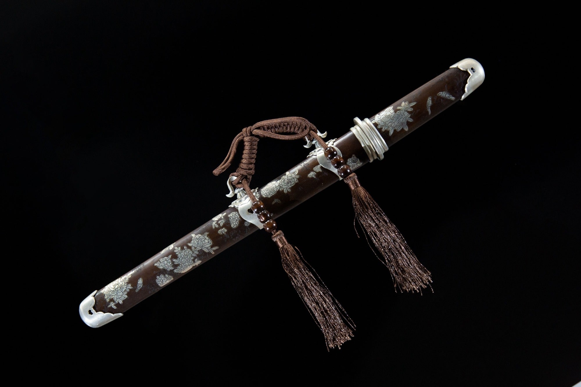 Silver-Plated Peony Tanto