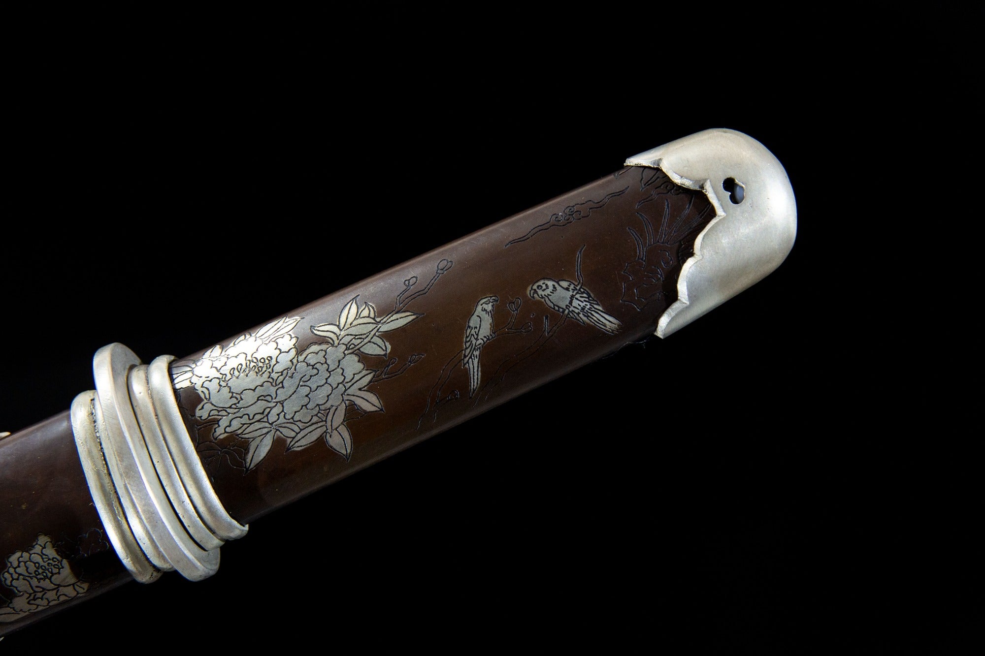 Silver-Plated Peony Tanto
