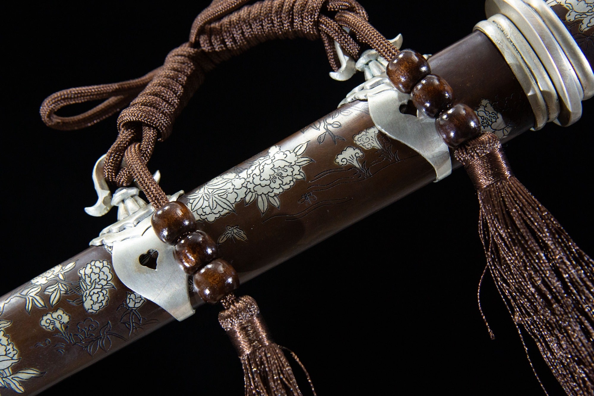 Silver-Plated Peony Tanto