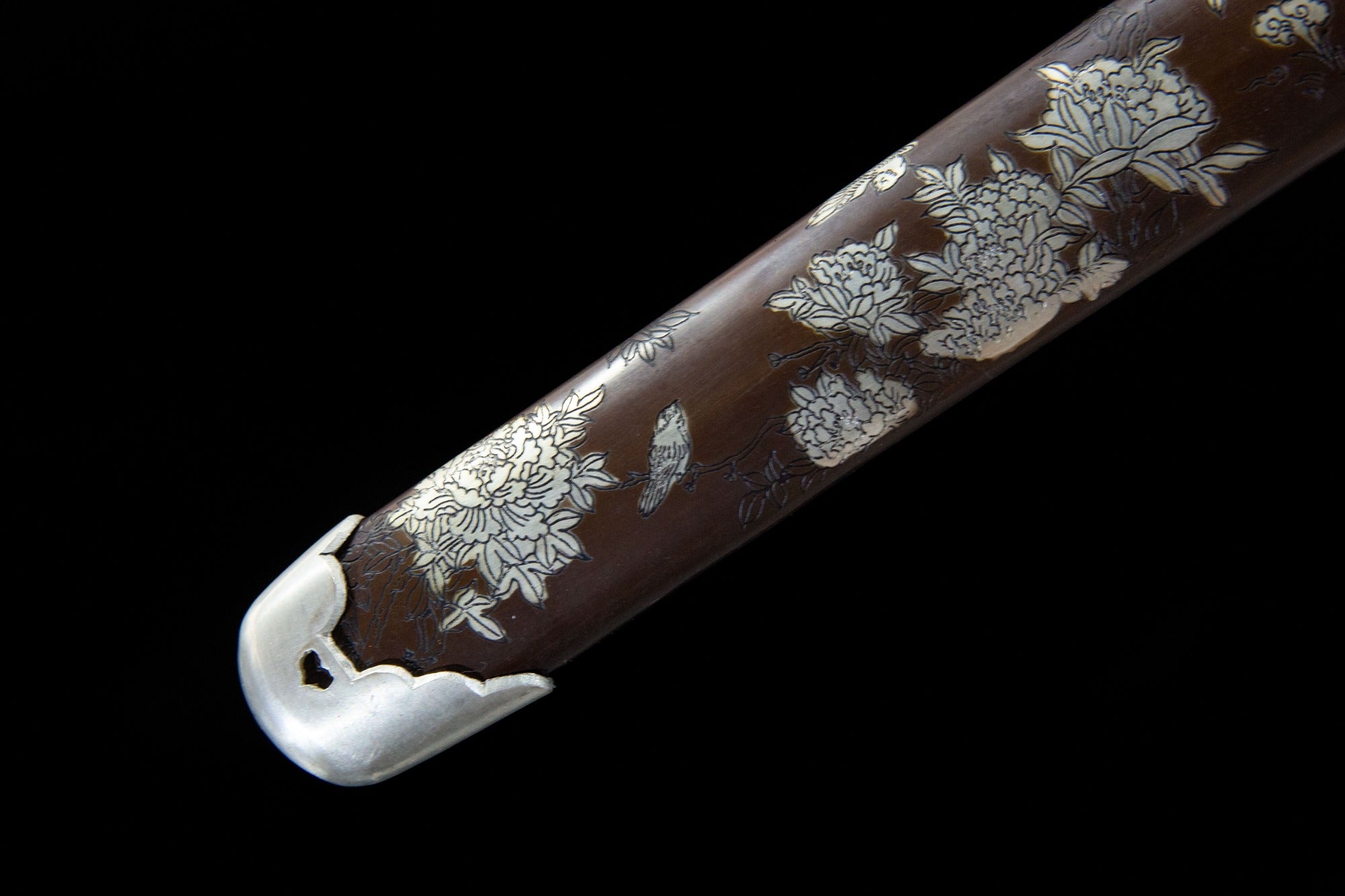 Silver-Plated Peony Tanto