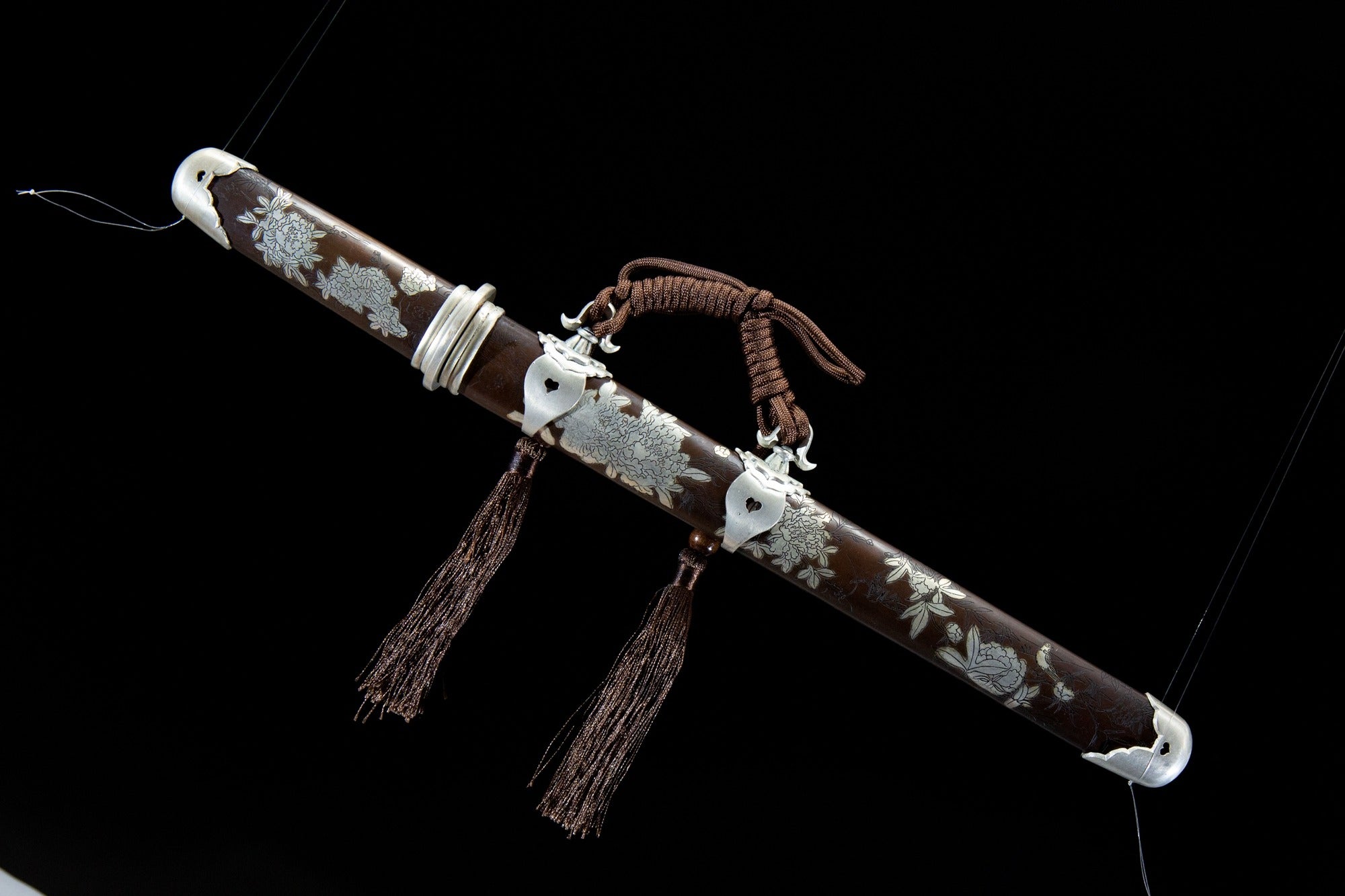 Silver-Plated Peony Tanto