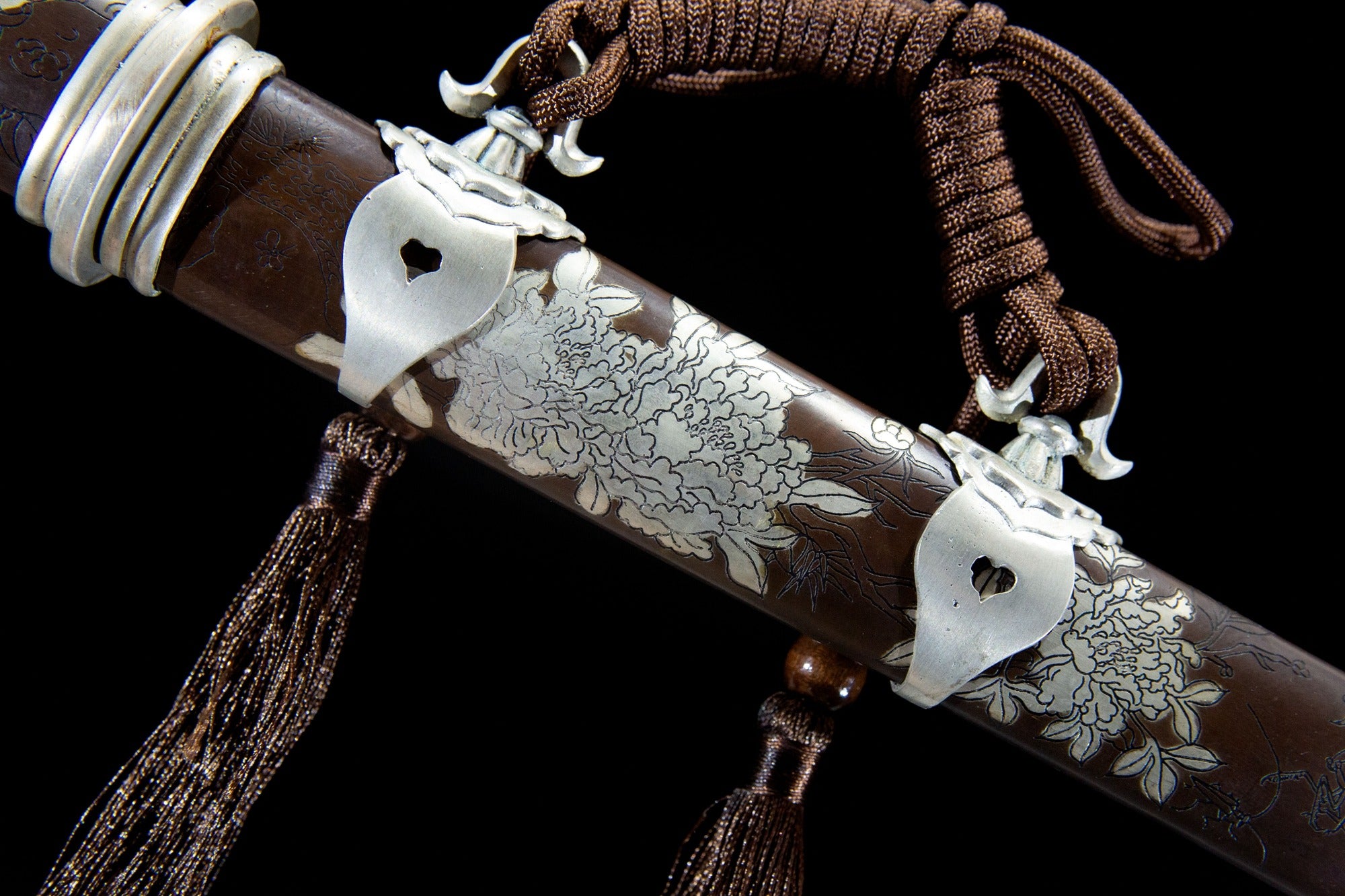 Silver-Plated Peony Tanto