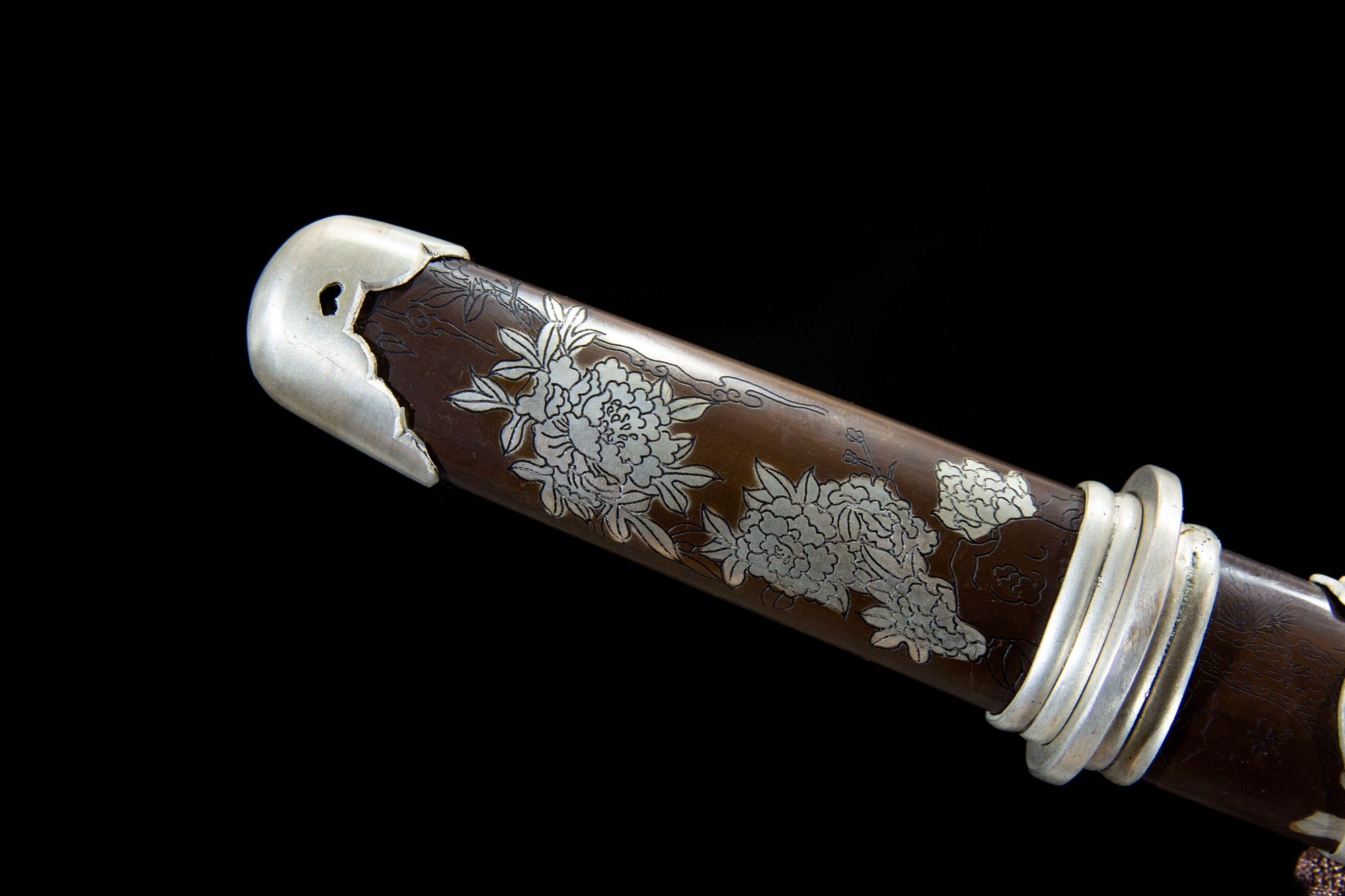 Silver-Plated Peony Tanto