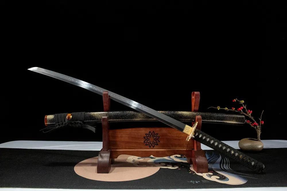 Butterfly Katana 45-degree view, fine ground clay tempered artistic sword