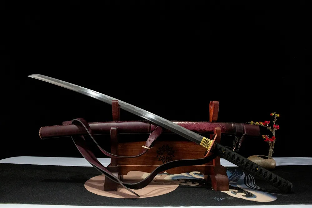 Valiant Phoenix Katana 45-degree view, water quenched fine ground blade