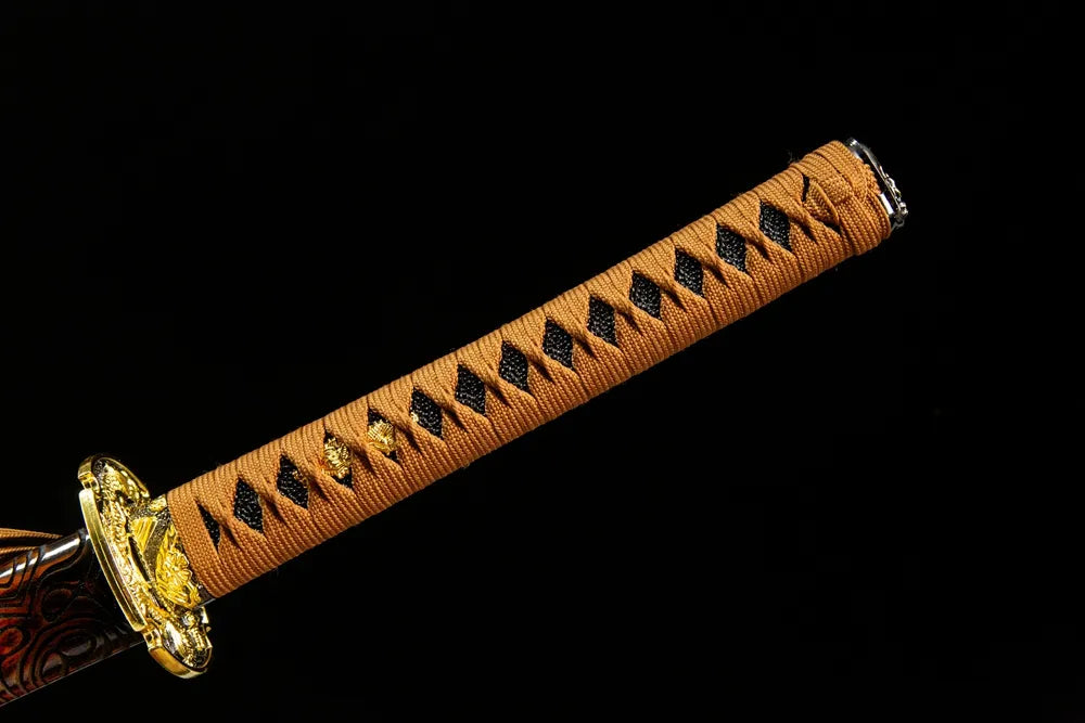 Dragon's Radiance Katana alloy menuki and cotton tsuka-ito