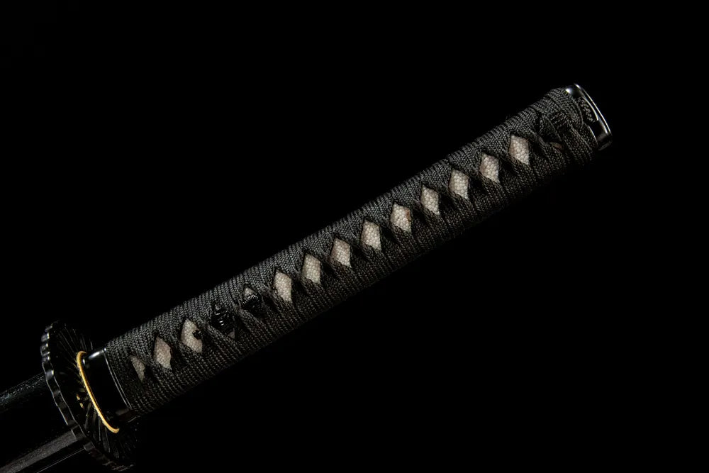 Black Edge Katana full handle, ray skin wrapped with Japanese silk rope