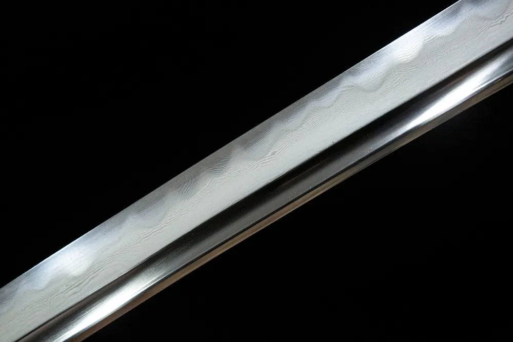 Flame Katana middle blade, handmade HI blood groove and Gunome hamon pattern