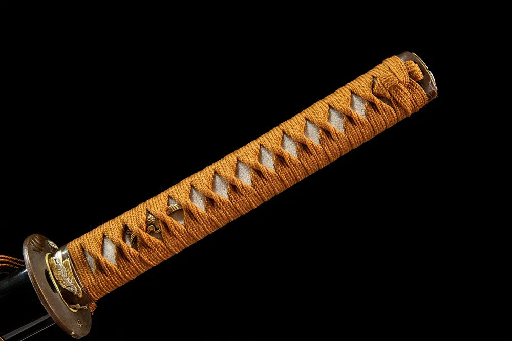 Wild Goose Katana full handle, ray skin wrapped with Moro-hineri-maki silk