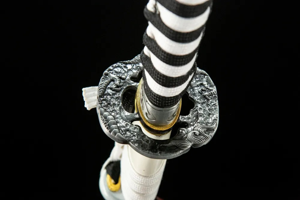 Demon Girl Katana tsuba reverse side, solid alloy construction