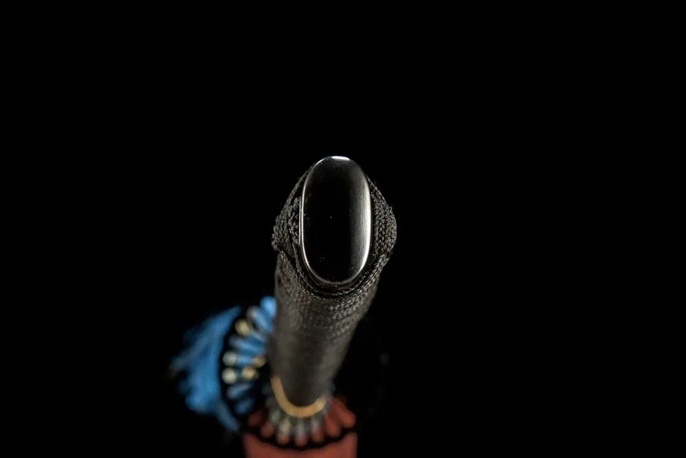 Black Edge Katana kashira, alloy pommel cap for practice samurai sword