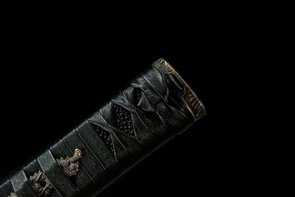 Acalanatha Tanto handle end detail, Acalanatha motif kashira design