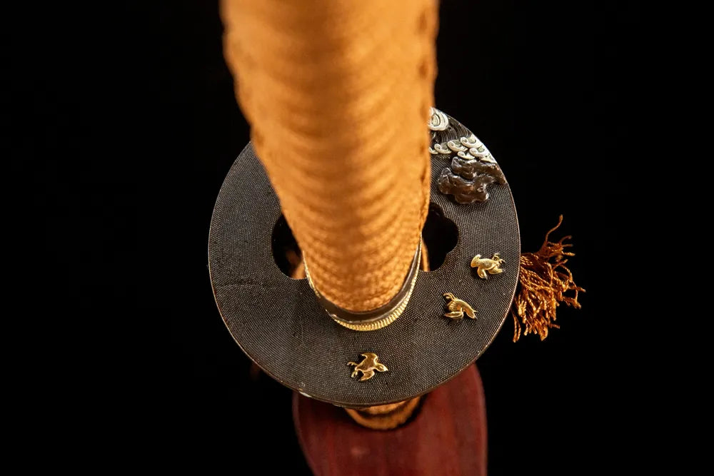 Wild Goose Katana tsuba reverse side, dual-tone metal finish