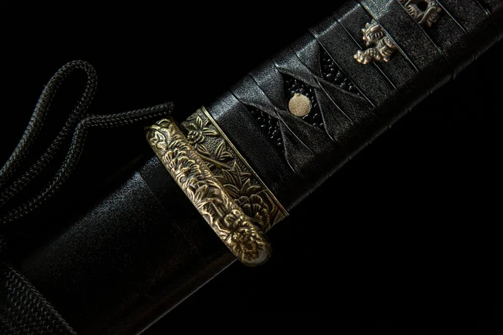 Acalanatha Tanto fuchi, zinc alloy handle collar with deity motif