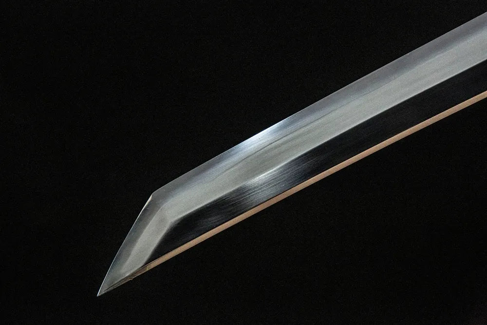 Azure Wind Katana blade tip detail, fine polished sharp cutting edge T10 steel