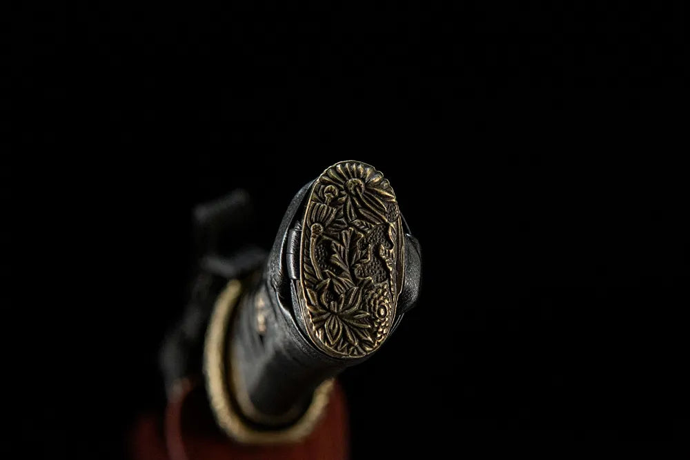Acalanatha Tanto kashira, zinc alloy pommel cap Acalanatha pattern