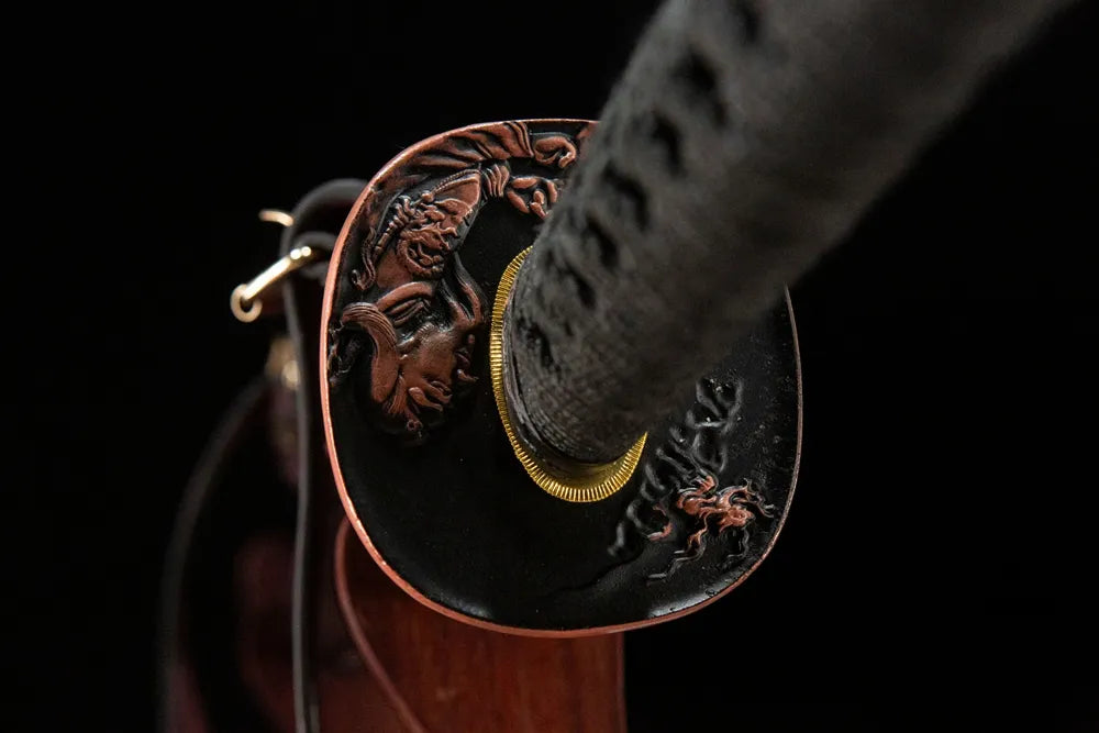Valiant Phoenix Katana tsuba reverse side, solid alloy construction