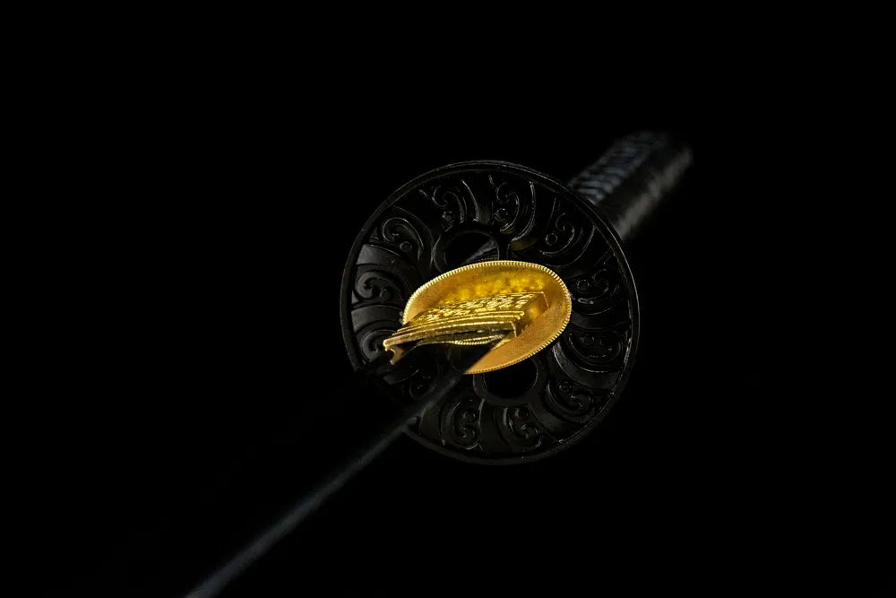 Twine Dragon Katana alloy tsuba hand guard closeup detail