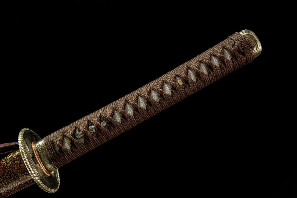 Peach Mountain Katana full handle, genuine ray skin with white copper fittings