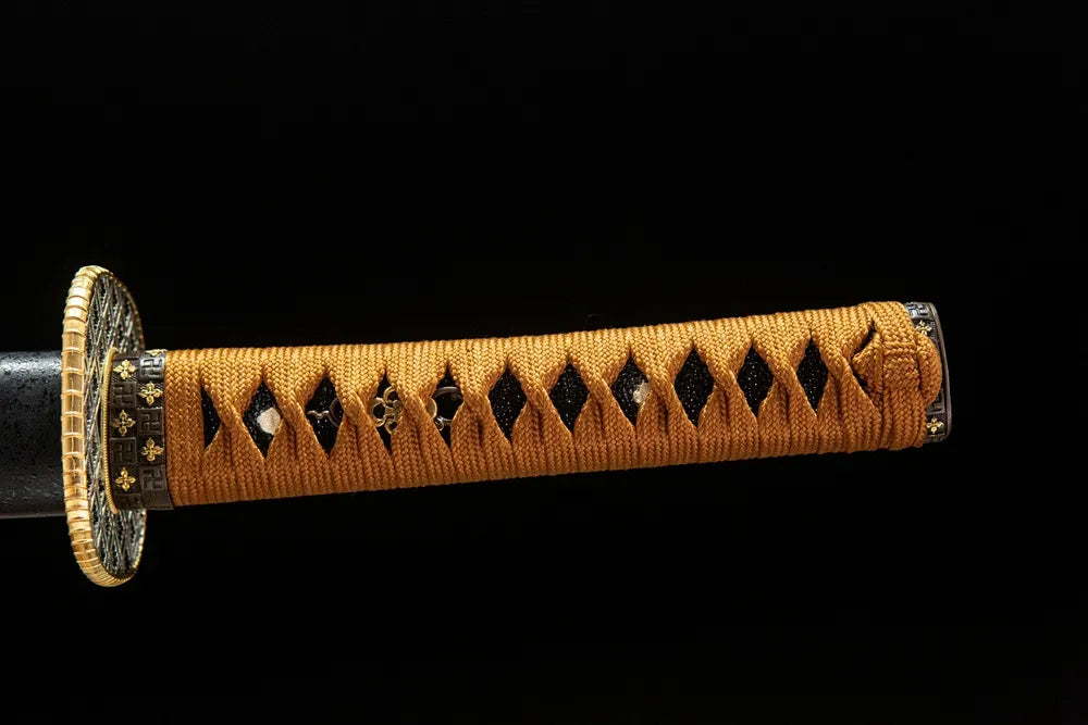 Full tsuka front view genuine rayskin gold silver plated copper fittings