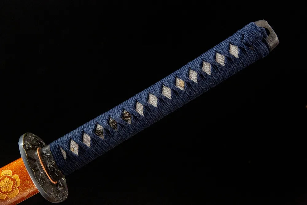 Full tsuka front view genuine rayskin plain solid copper fittings