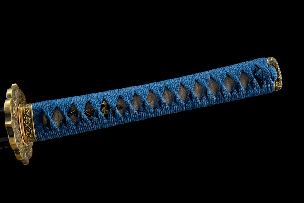 Full tsuka front view genuine ray skin moro-hineri solid copper fittings