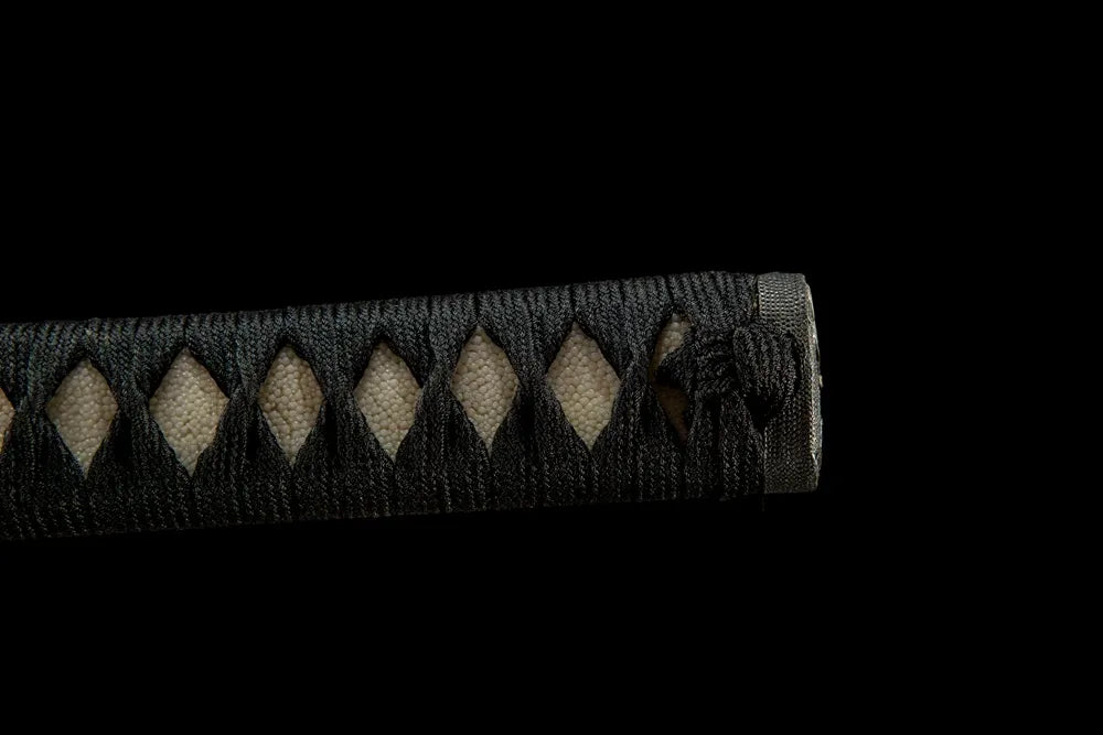 Upper tsuka closeup moro-hineri thick cotton silk wrap texture
