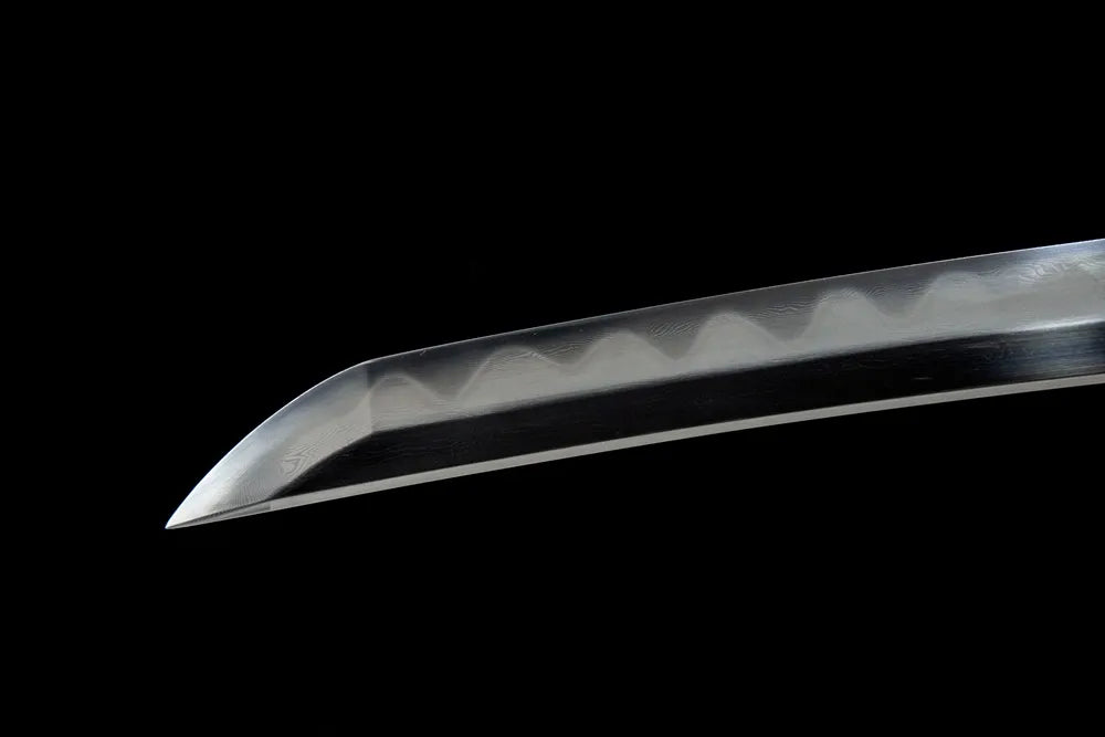 Kissaki closeup Fierce Tiger fully hand polished sharp functional cutting edge