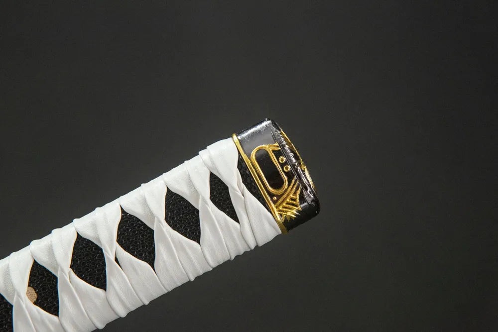 Upper tsuka closeup Yamato Katana basic plain cotton moro-hineri-maki wrap texture