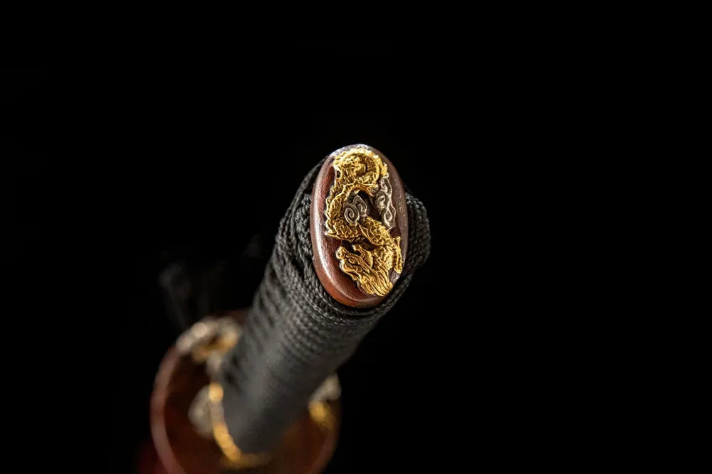 Sea Dragon Emperor Katana | T10 Tsuchioki Notare Hamon Real Yokote Gold Silver Gilded Sea Dragon Ox Horn Katana