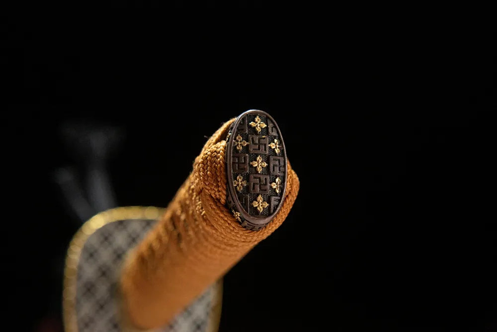 Kashira pommel cap gold silver plated copper terminal fitting