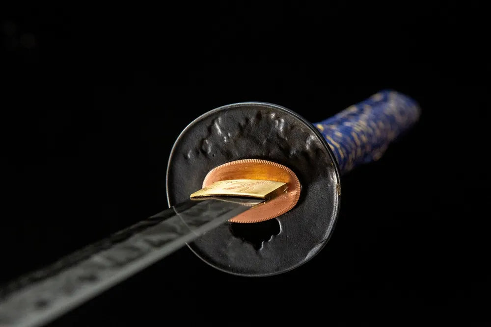 Front side hollow carved oni demon two-tone gilded copper hand guard