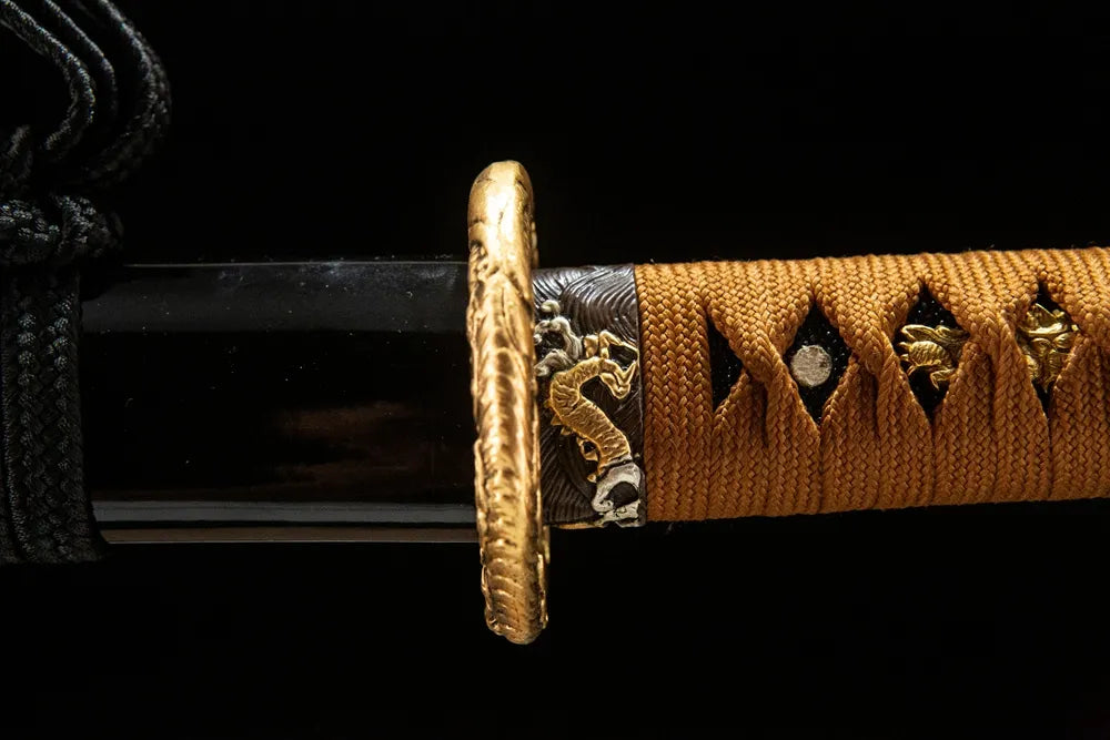 Fuchi collar closeup carved dragon gold silver plated copper ring
