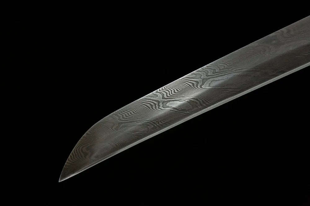 Kissaki tip closeup sharp folded steel cutting edge full mirror finish