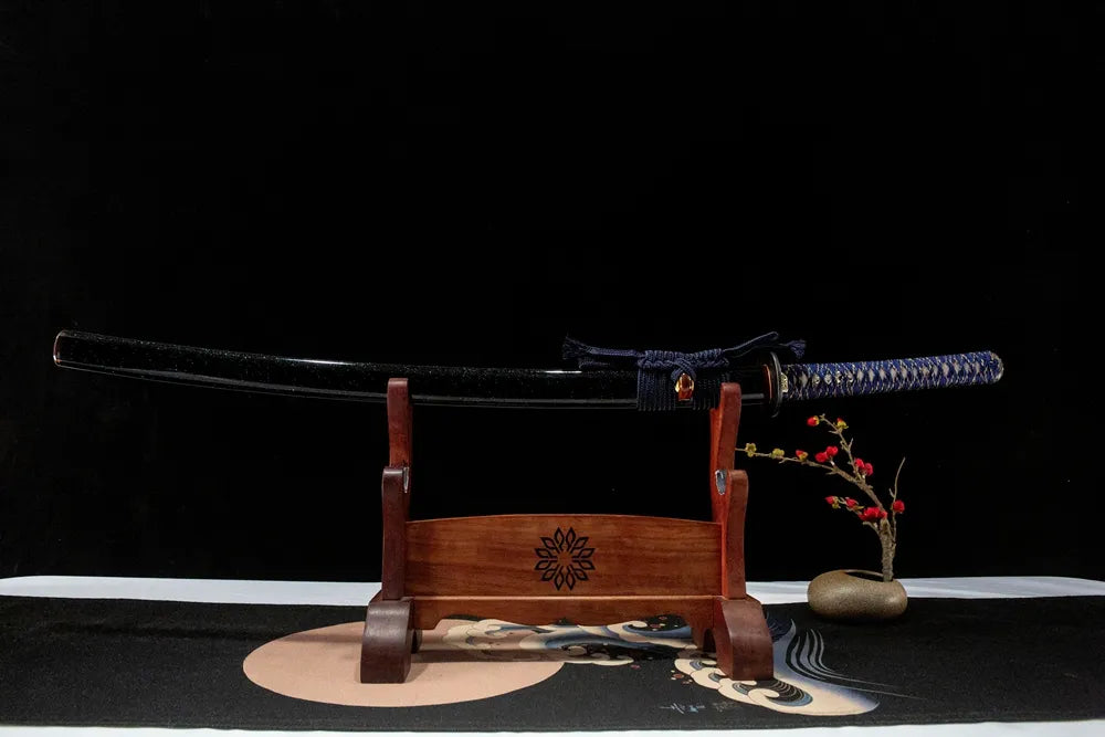 Horizontal front display dark demon oni themed disassemblable T10 hitatsura collectible katana