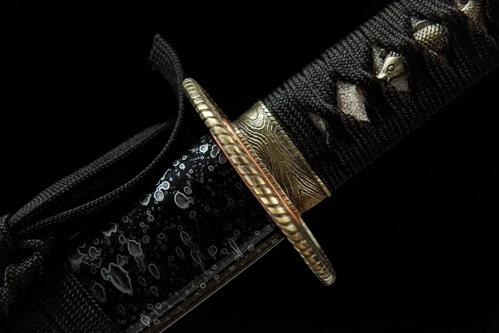 Time Katana fuchi, solid white copper handle collar