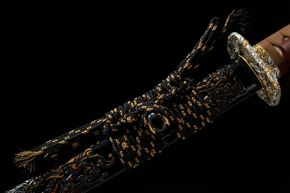 Plain cotton sageo cord tied on Emperor Dragon saya ring