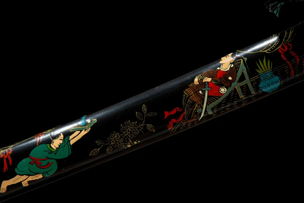 Mid saya detail full wrapped rayskin solid wood lacquer texture