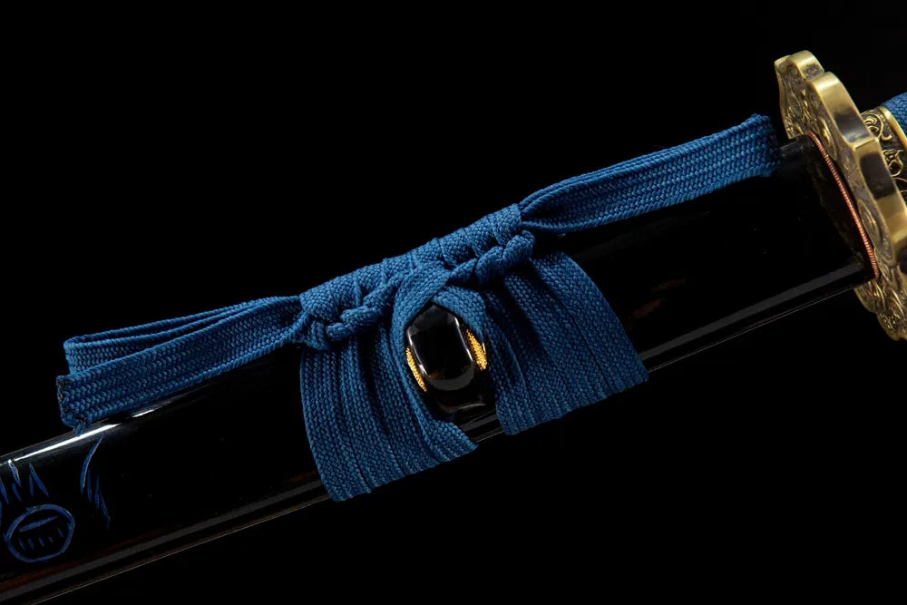 Plain cotton sageo cord tied on Buddha Lotus saya ring