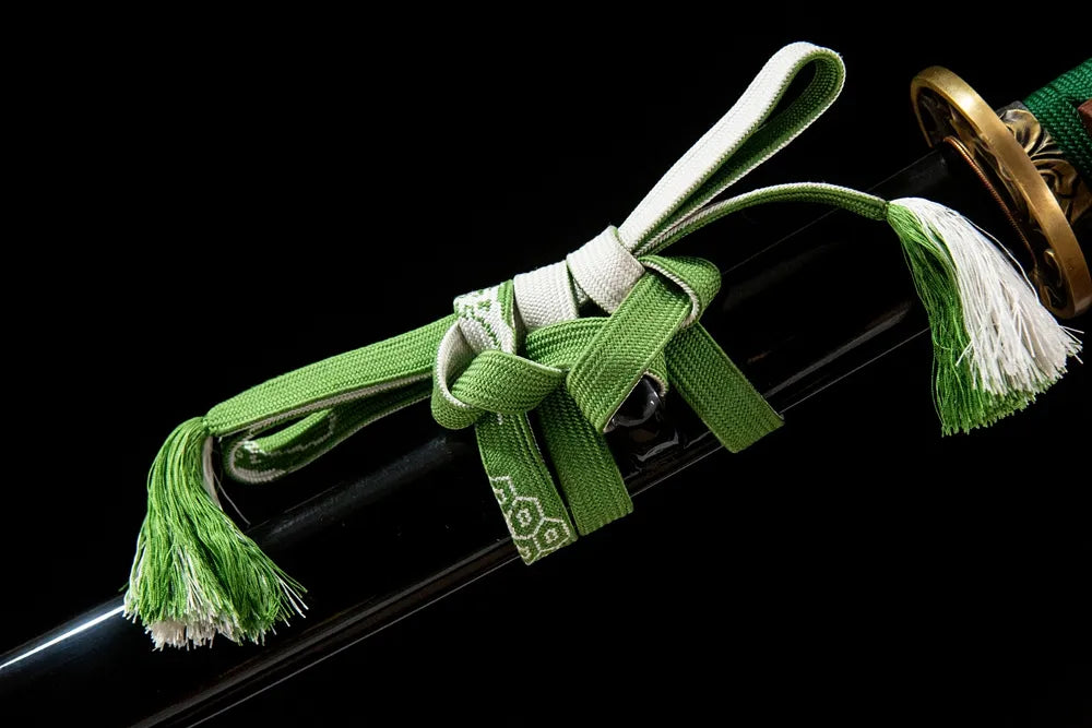 Plain woven cotton sageo cord tied on Simple Shadow saya ring