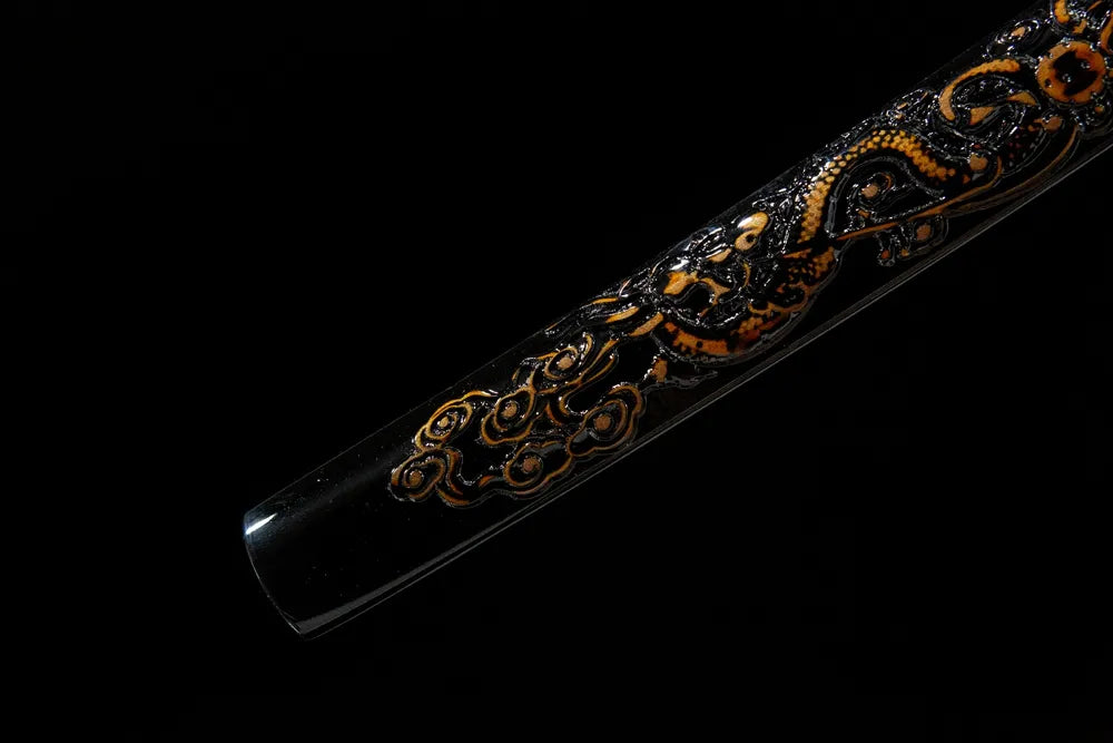 Mid saya detail solid wood plain paint lacquer scabbard middle texture