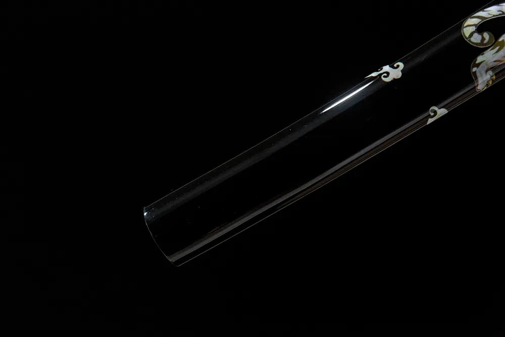 Bottom saya closeup smooth plain paint solid wood sheath end cap