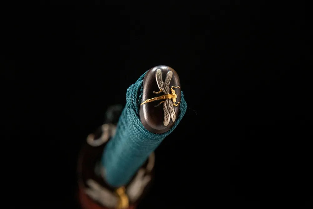 Kashira pommel cap solid gilded copper terminal dragonfly pattern